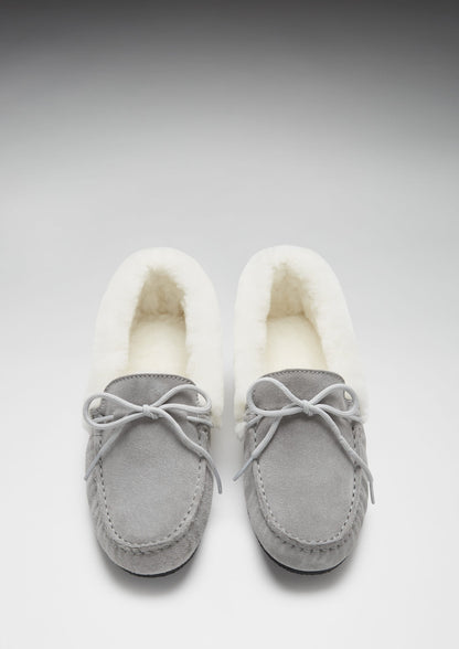 Hugs & Co Womens Slippers Sheepskin Dove Grey Suede EU 36-42 - QHA UK
