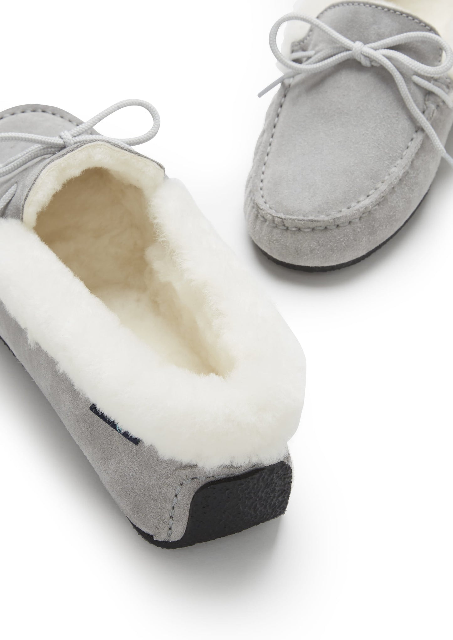 Hugs & Co Womens Slippers Sheepskin Dove Grey Suede EU 36-42 - QHA UK