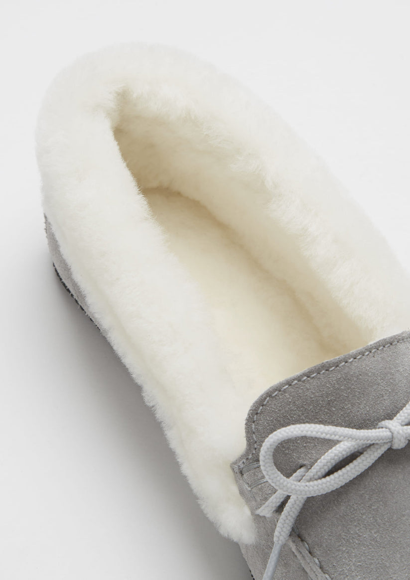 Hugs & Co Womens Slippers Sheepskin Dove Grey Suede EU 36-42 - QHA UK