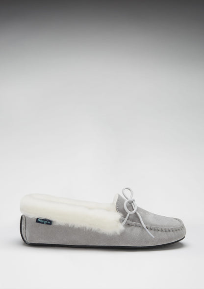 Hugs & Co Womens Slippers Sheepskin Dove Grey Suede EU 36-42 - QHA UK
