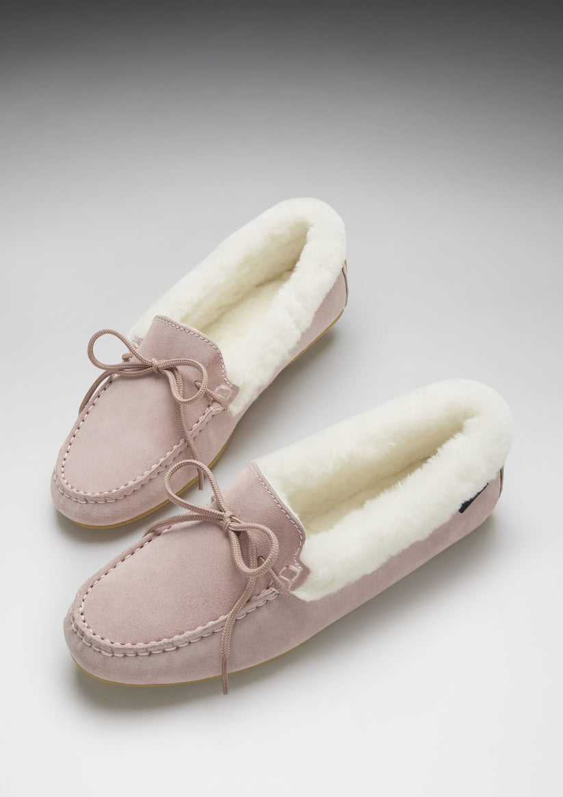 Hugs & Co Womens Slippers Sheepskin Ice Pink Suede EU 36-42 - QHA UK