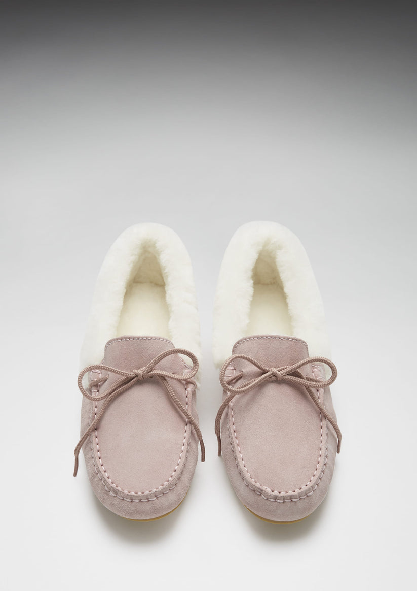 Hugs & Co Womens Slippers Sheepskin Ice Pink Suede EU 36-42 - QHA UK