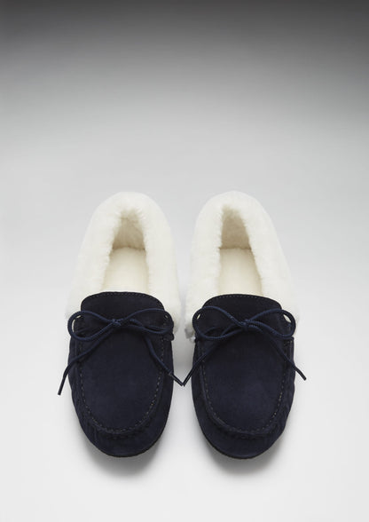 Hugs & Co Womens Slippers Sheepskin Navy Blue Suede EU 36-42 - QHA UK