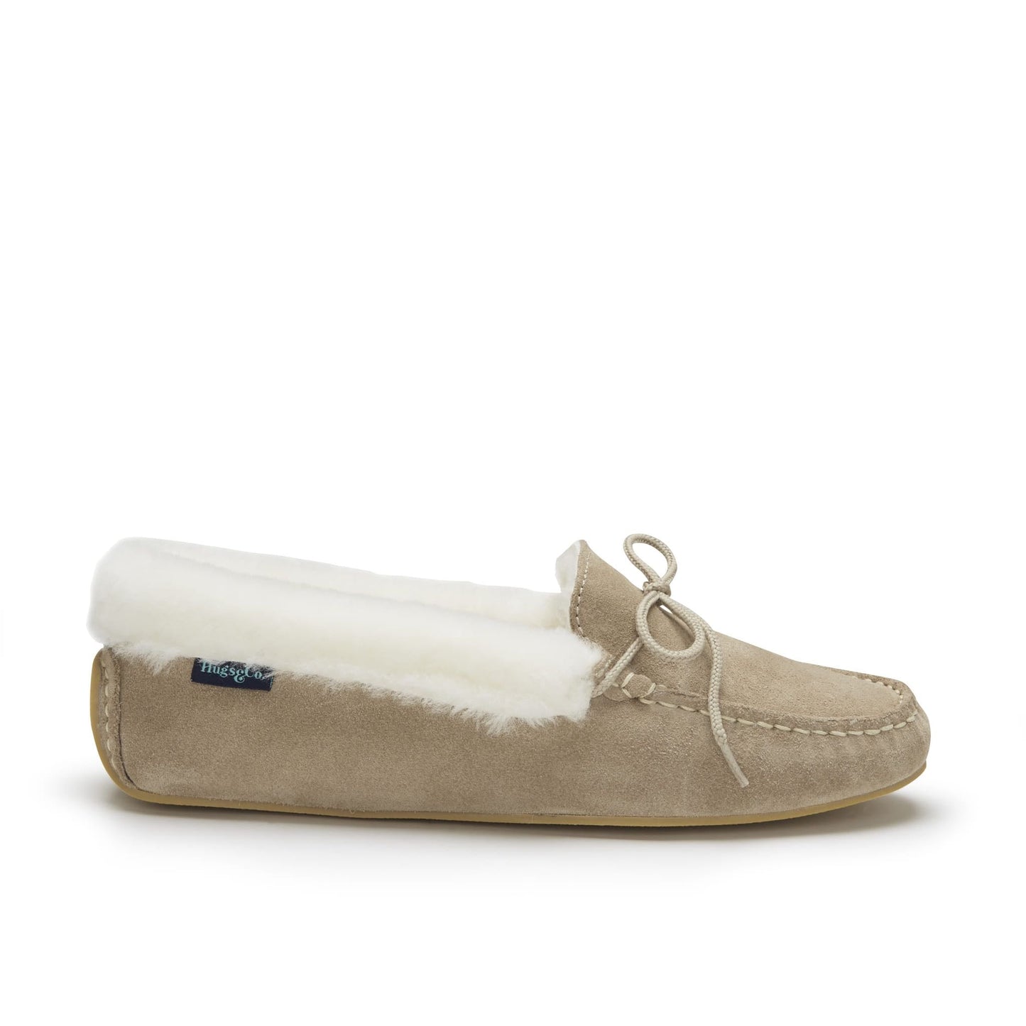 Hugs & Co Womens Slippers Sheepskin Taupe Suede EU 36-42 - QHA UK