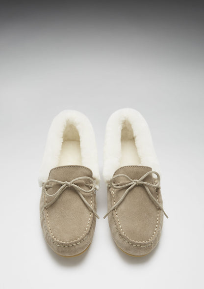 Hugs & Co Womens Slippers Sheepskin Taupe Suede EU 36-42 - QHA UK