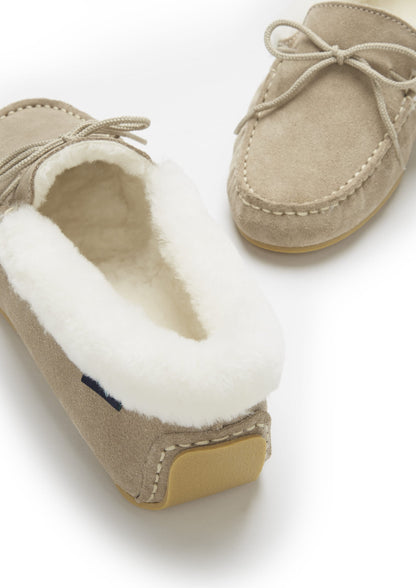 Hugs & Co Womens Slippers Sheepskin Taupe Suede EU 36-42 - QHA UK