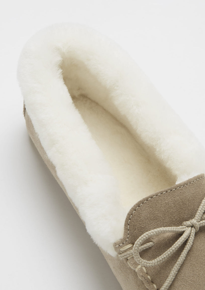 Hugs & Co Womens Slippers Sheepskin Taupe Suede EU 36-42 - QHA UK