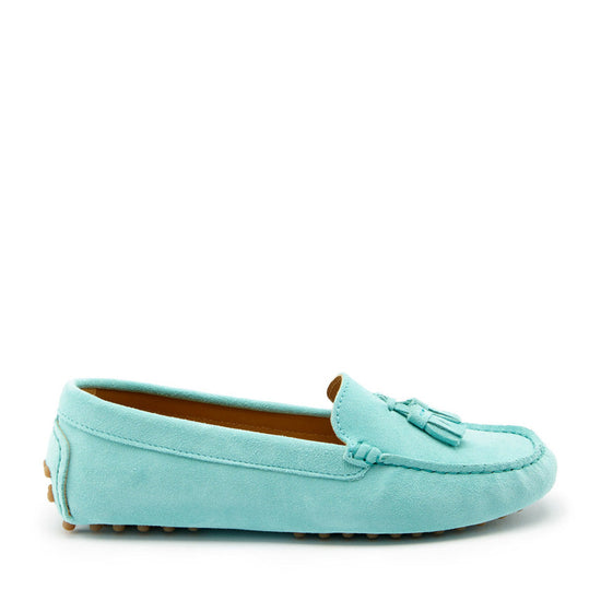 Hugs & Co Womens Tasselled Driving Loafers Aqua Suede EU 36-42 - QHA UK
