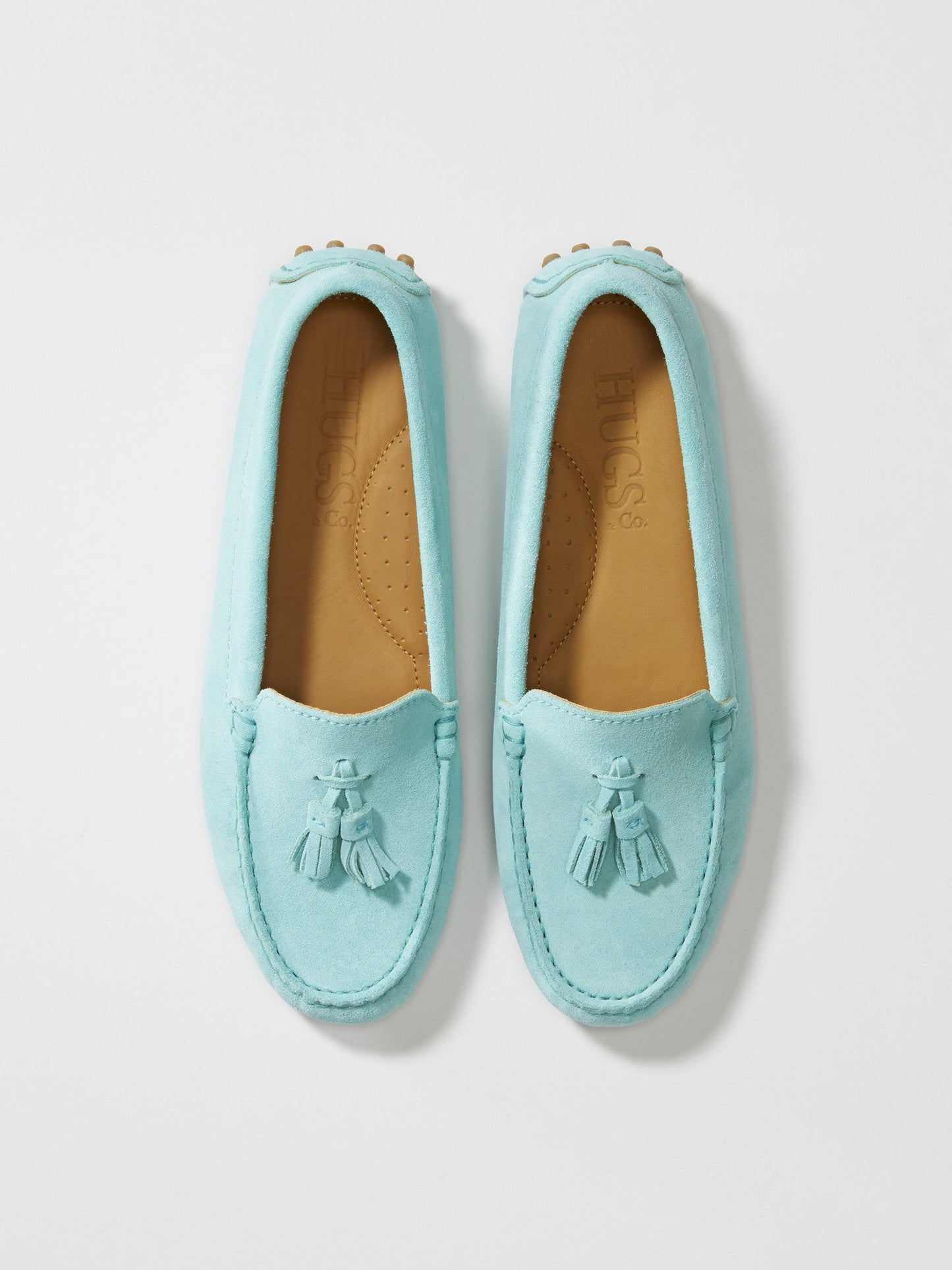 Hugs & Co Womens Tasselled Driving Loafers Aqua Suede EU 36-42 - QHA UK
