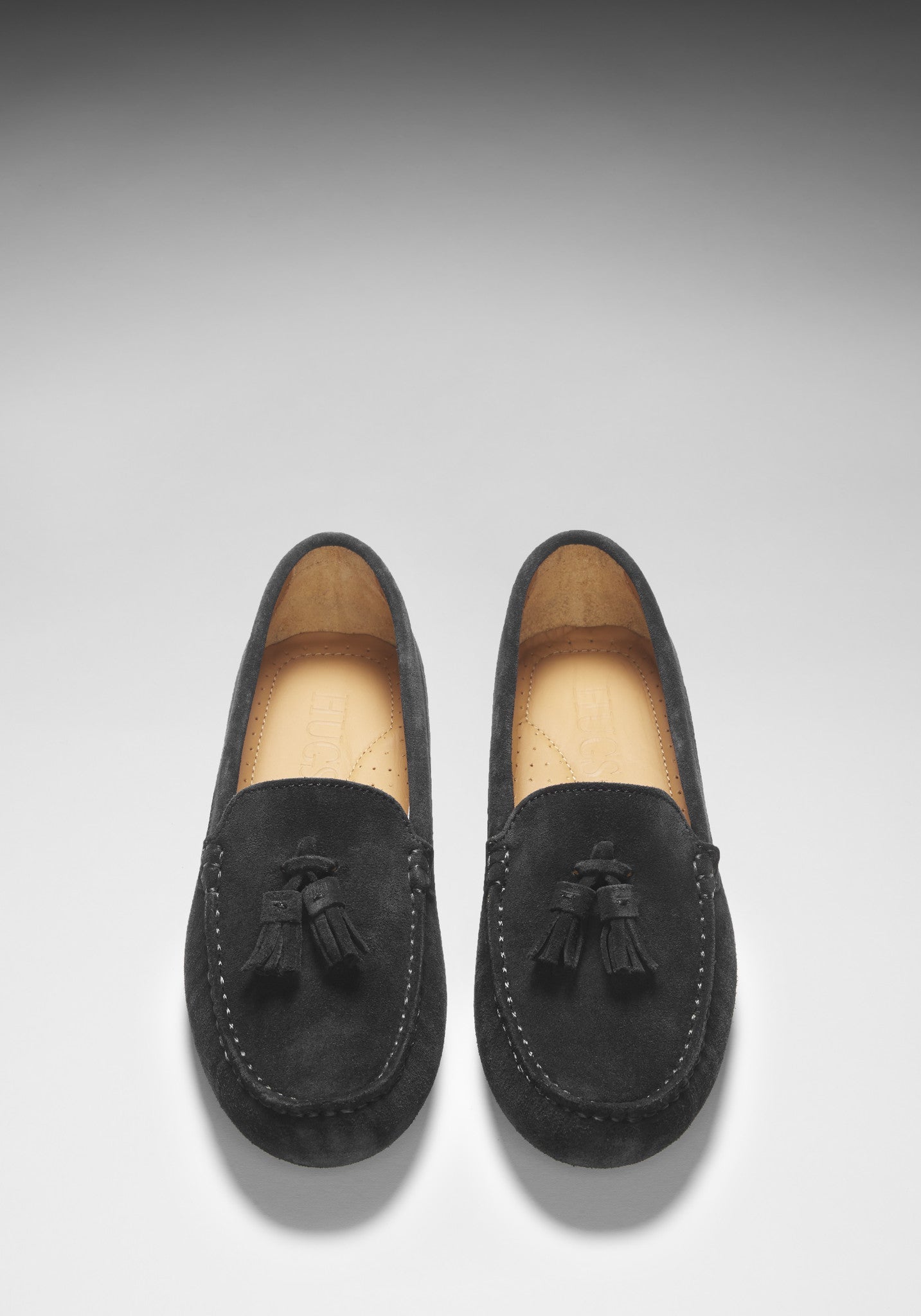 Hugs & Co Womens Tasselled Driving Loafers Black Suede EU 36-42 - QHA UK