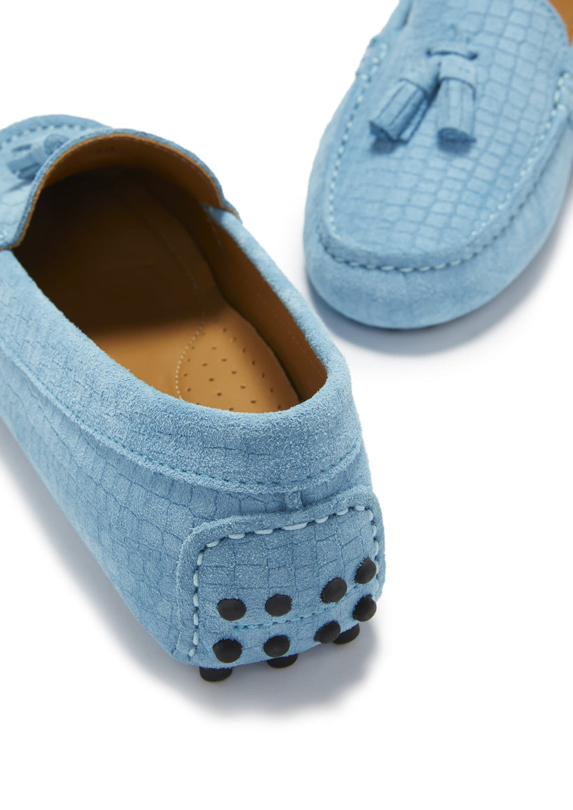 Hugs & Co Womens Tasselled Driving Loafers Blue Embossed EU 36-42 - QHA UK