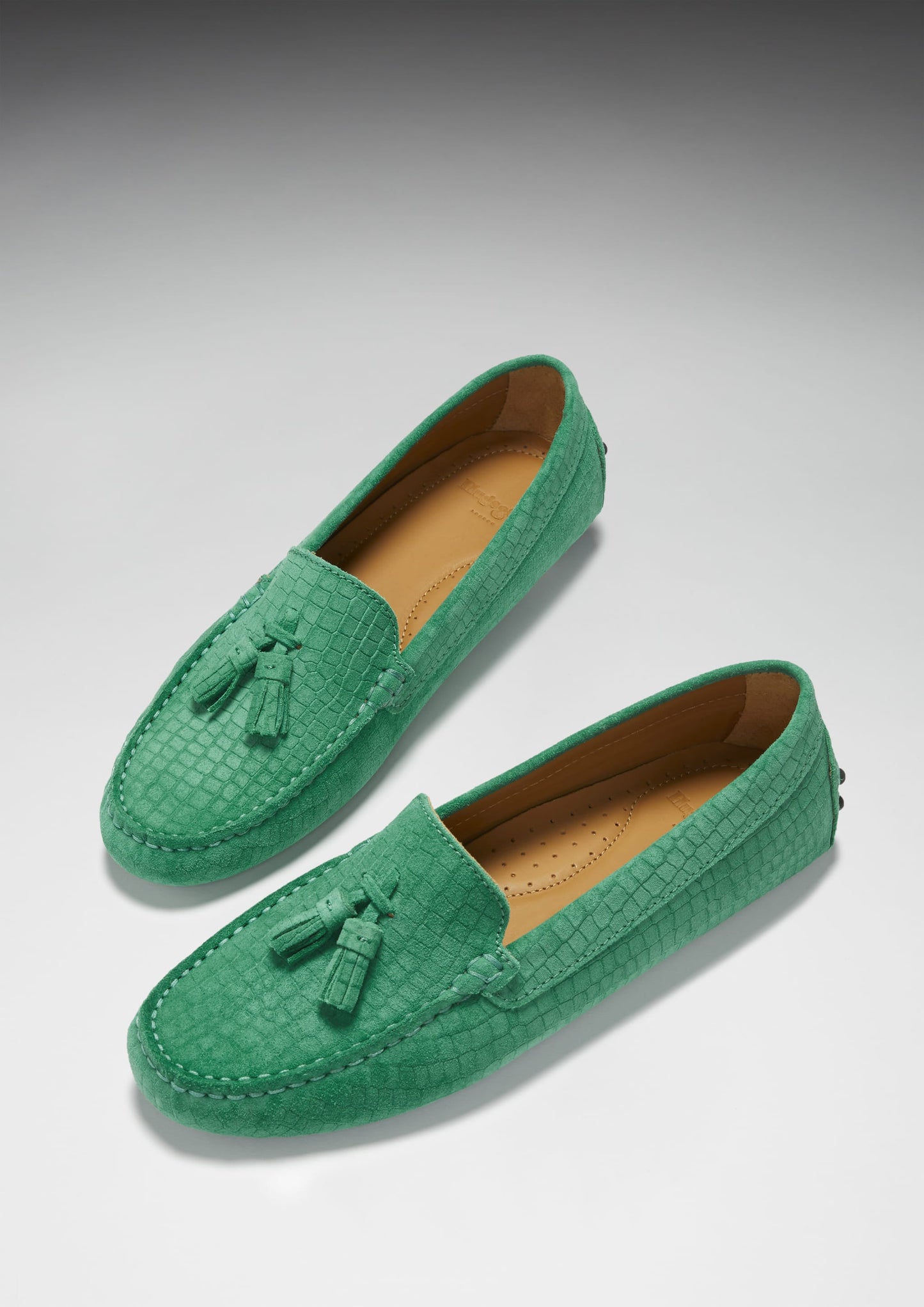 Hugs & Co Womens Tasselled Driving Loafers Emerald Embossed EU 36-42 - QHA UK