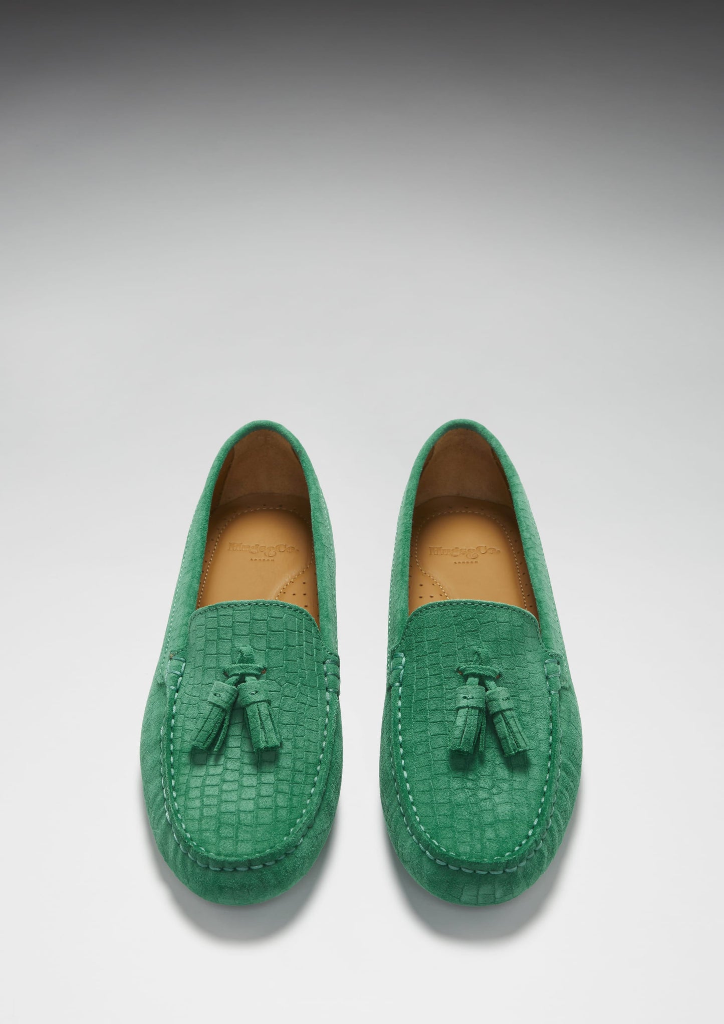 Hugs & Co Womens Tasselled Driving Loafers Emerald Embossed EU 36-42 - QHA UK