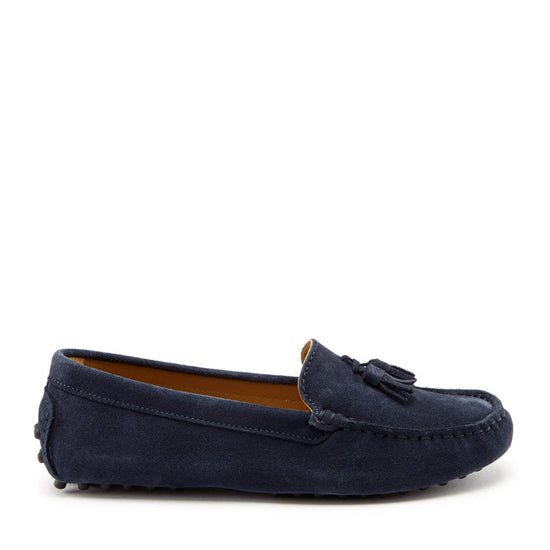 Hugs & Co Womens Tasselled Driving Loafers Navy Blue Suede EU 36-42 - QHA UK