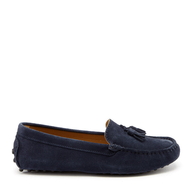 Hugs & Co Womens Tasselled Driving Loafers Navy Blue Suede EU 36-42 - QHA UK