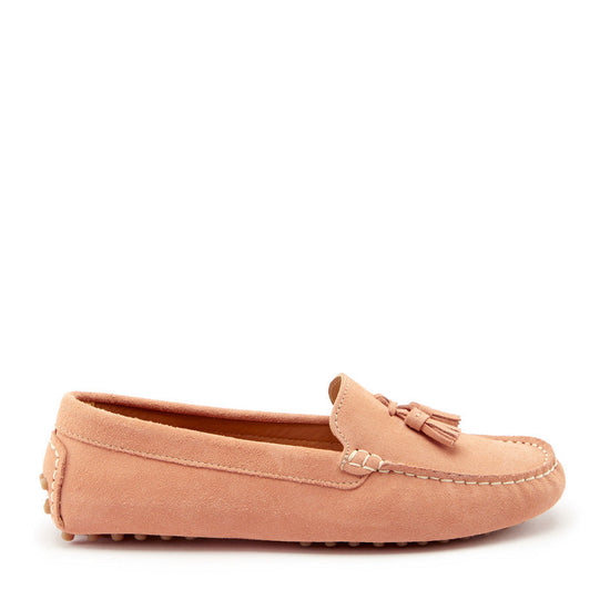 Hugs & Co Womens Tasselled Driving Loafers Peach Suede EU 36-42 - QHA UK