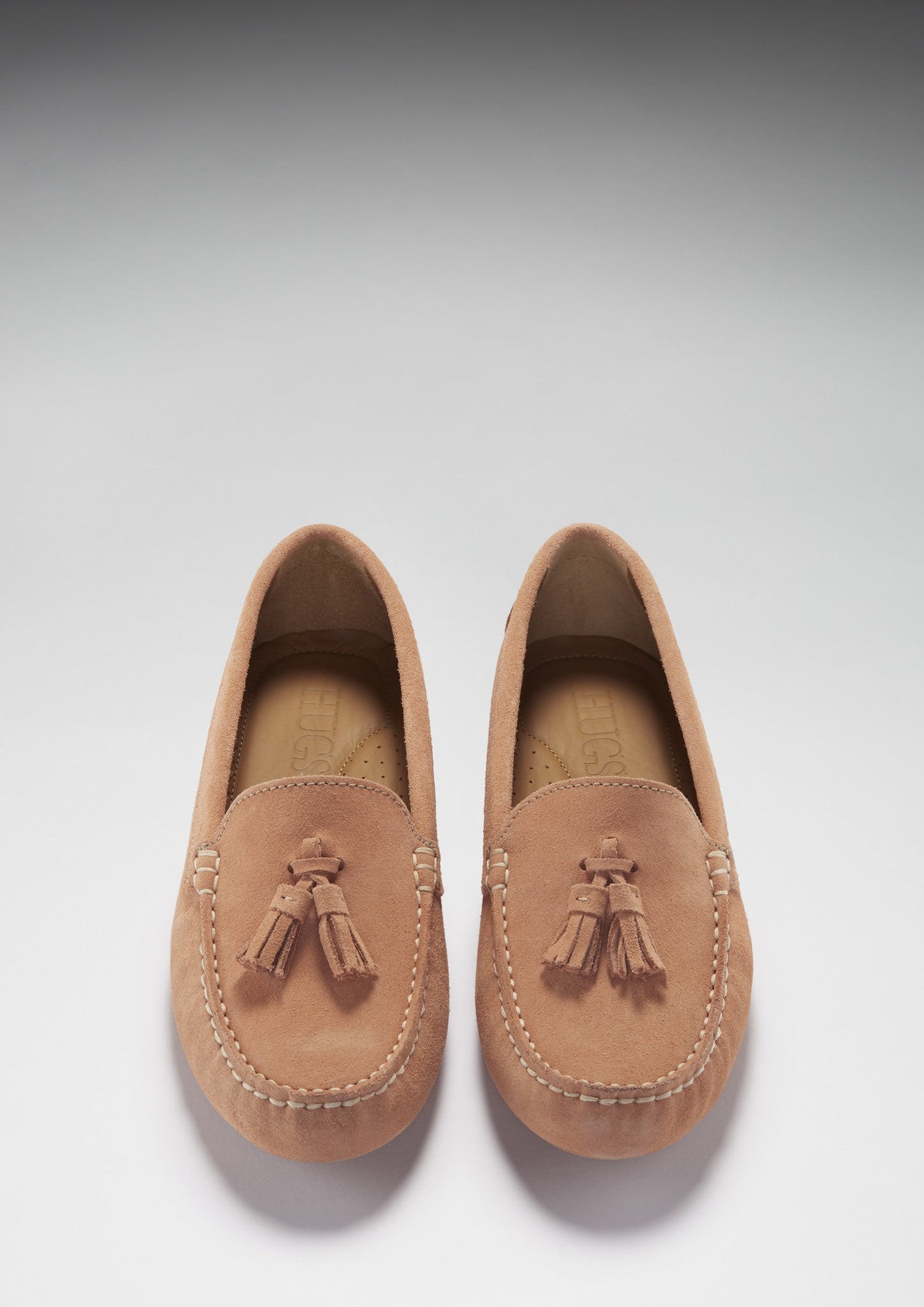 Hugs & Co Womens Tasselled Driving Loafers Peach Suede EU 36-42 - QHA UK