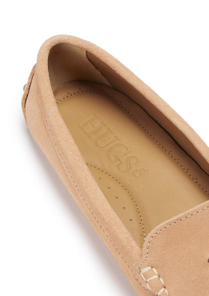 Hugs & Co Womens Tasselled Driving Loafers Peach Suede EU 36-42 - QHA UK