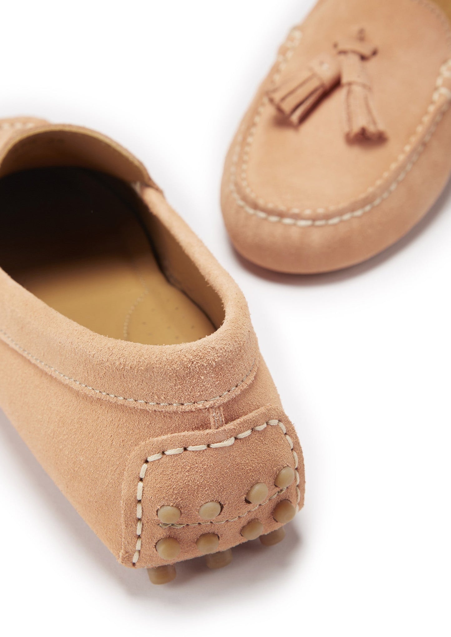 Hugs & Co Womens Tasselled Driving Loafers Peach Suede EU 36-42 - QHA UK