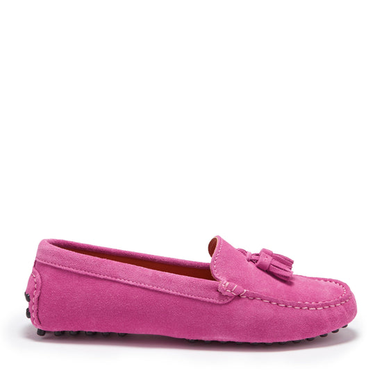 Hugs & Co Womens Tasselled Driving Loafers Pink Suede EU 36-42 - QHA UK