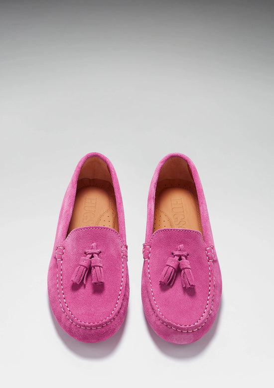Hugs & Co Womens Tasselled Driving Loafers Pink Suede EU 36-42 - QHA UK