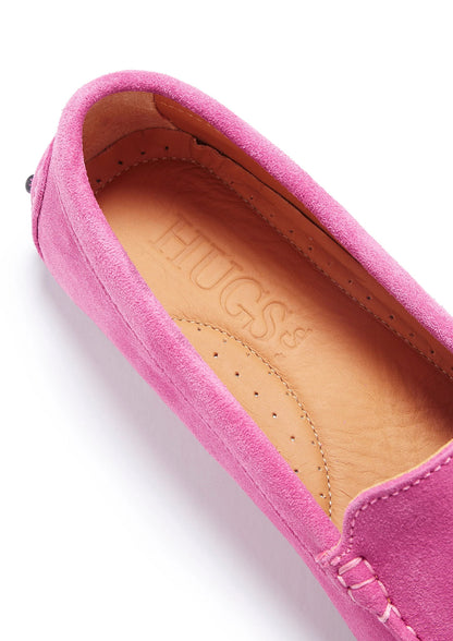 Hugs & Co Womens Tasselled Driving Loafers Pink Suede EU 36-42 - QHA UK