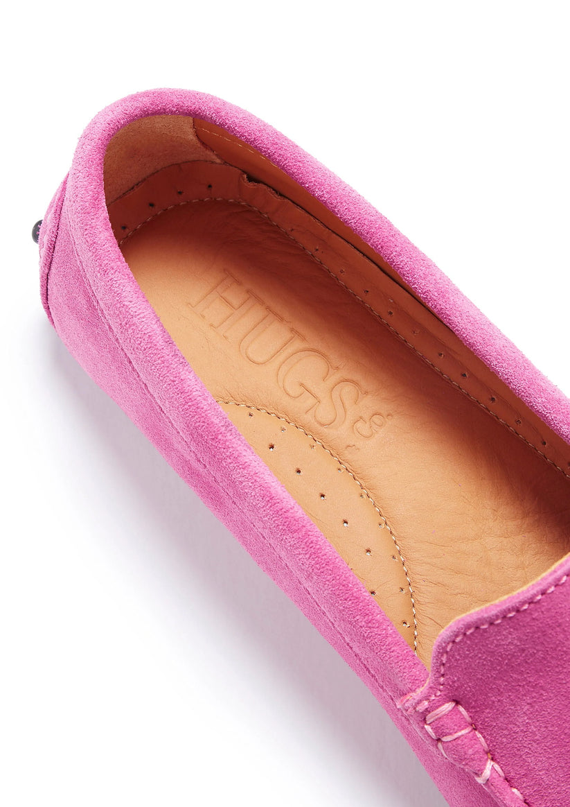 Hugs & Co Womens Tasselled Driving Loafers Pink Suede EU 36-42 - QHA UK