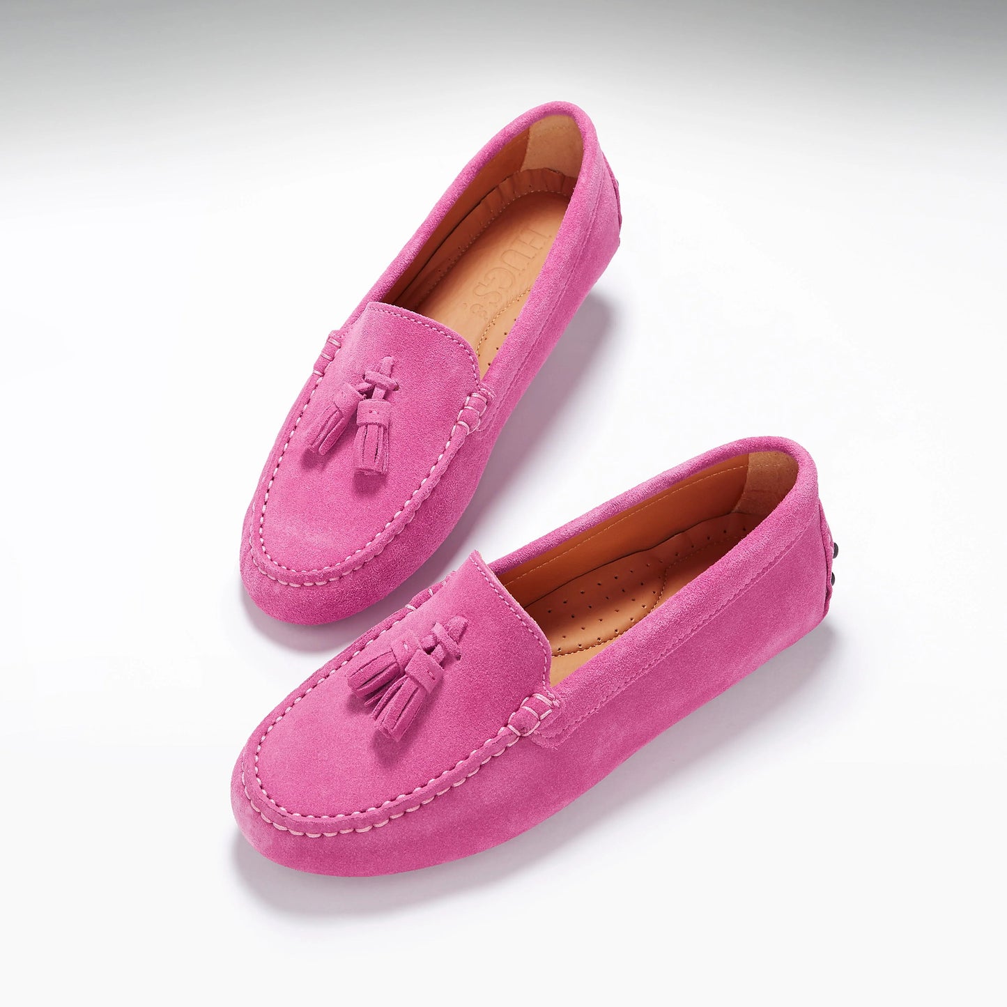 Hugs & Co Womens Tasselled Driving Loafers Pink Suede EU 36-42 - QHA UK