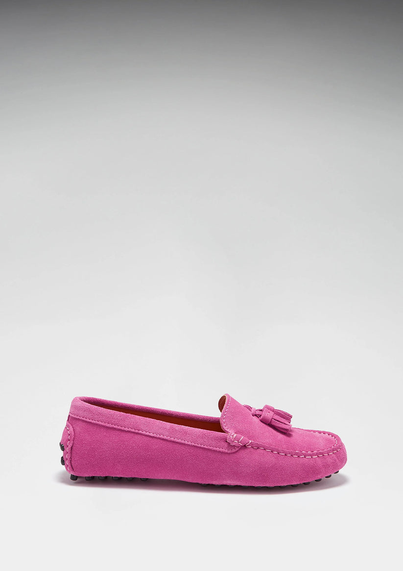 Hugs & Co Womens Tasselled Driving Loafers Pink Suede EU 36-42 - QHA UK