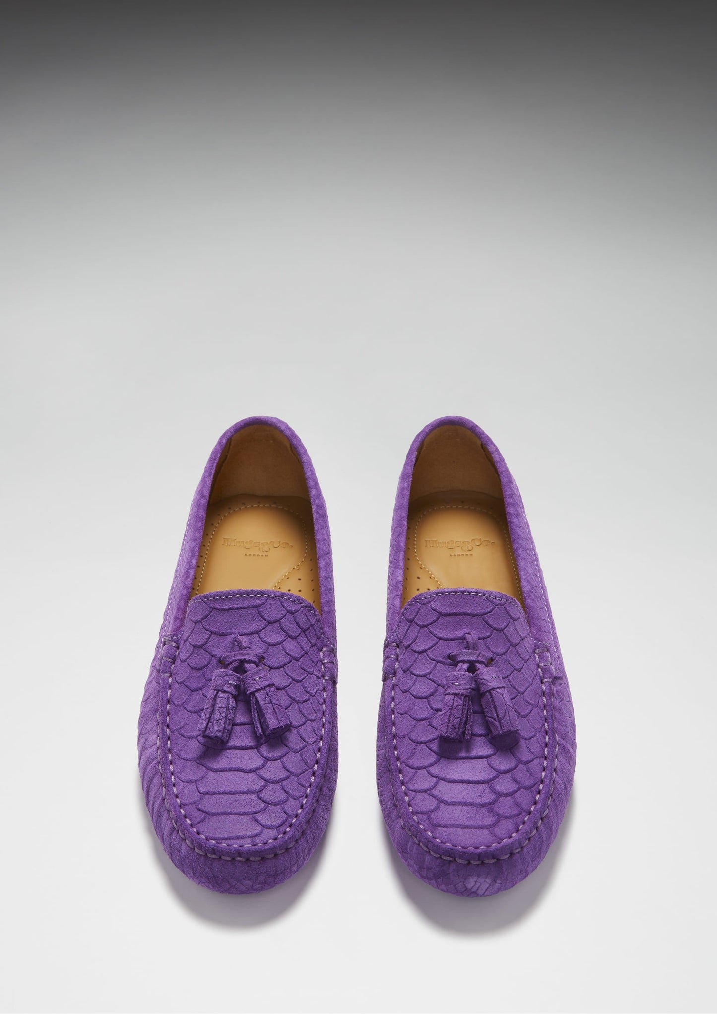 Hugs & Co Womens Tasselled Driving Loafers Purple Embossed EU 36-42 - QHA UK