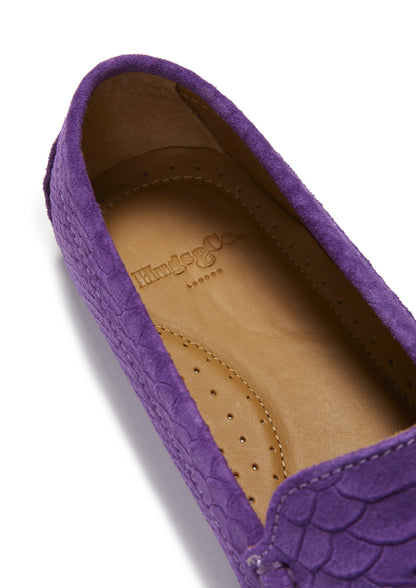 Hugs & Co Womens Tasselled Driving Loafers Purple Embossed EU 36-42 - QHA UK