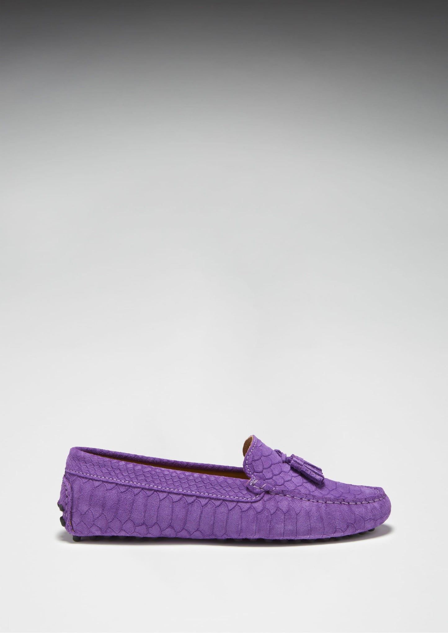 Hugs & Co Womens Tasselled Driving Loafers Purple Embossed EU 36-42 - QHA UK