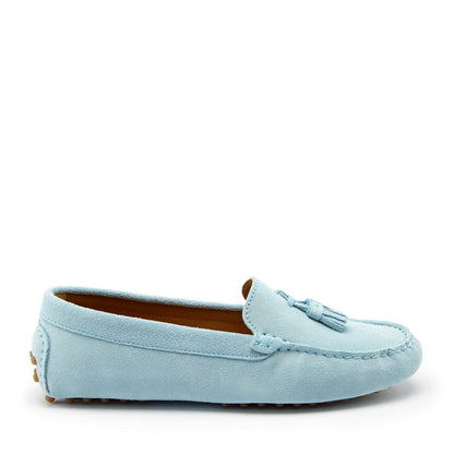 Hugs & Co Womens Tasselled Driving Loafers Sky Blue Suede EU 36-42 - QHA UK