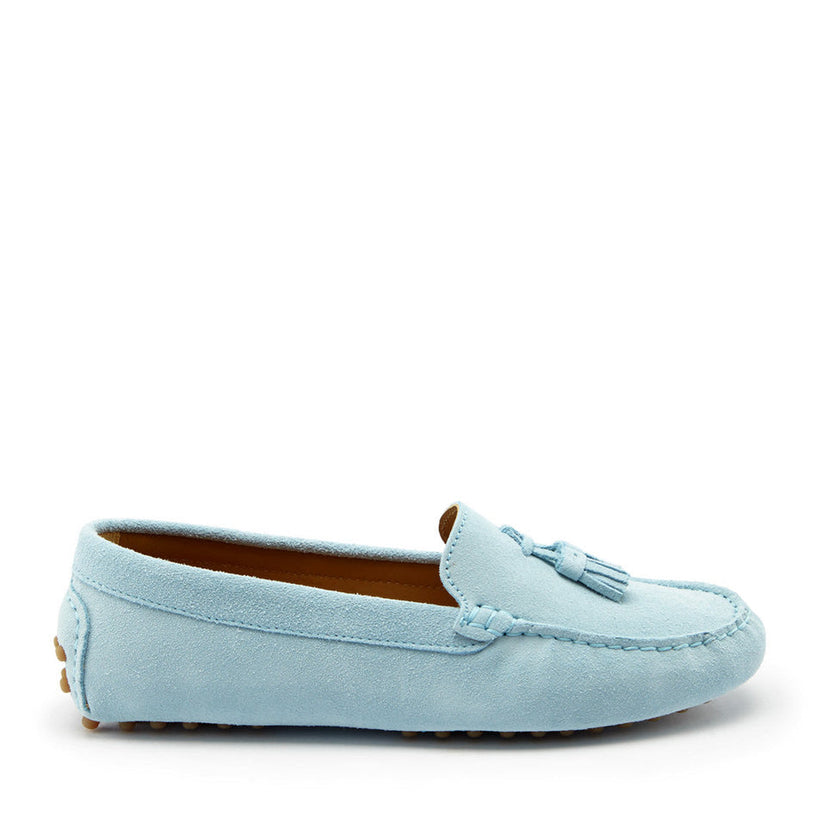 Hugs & Co Womens Tasselled Driving Loafers Sky Blue Suede EU 36-42 - QHA UK