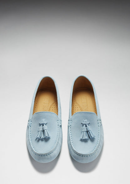 Hugs & Co Womens Tasselled Driving Loafers Sky Blue Suede EU 36-42 - QHA UK