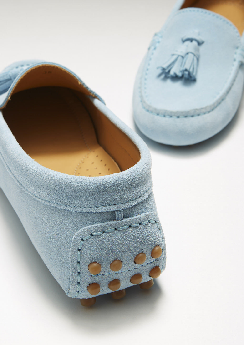 Hugs & Co Womens Tasselled Driving Loafers Sky Blue Suede EU 36-42 - QHA UK