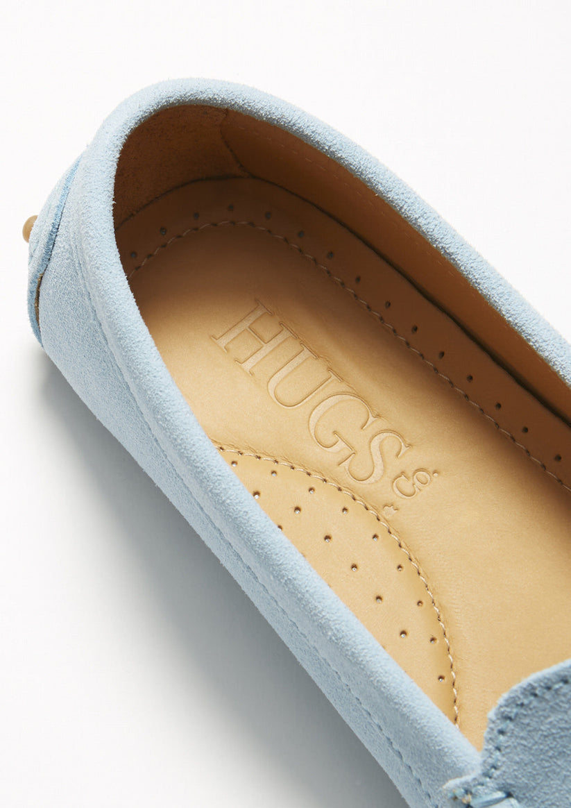 Hugs & Co Womens Tasselled Driving Loafers Sky Blue Suede EU 36-42 - QHA UK