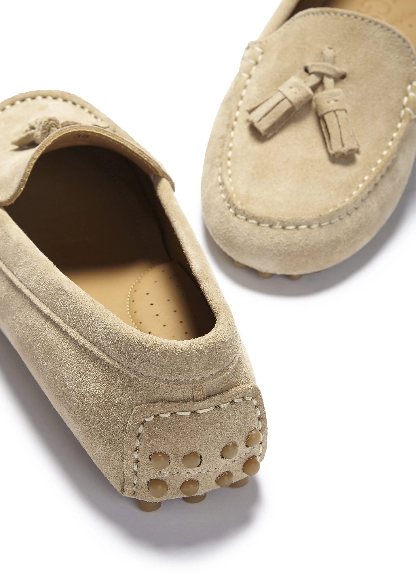 Hugs & Co Womens Tasselled Driving Loafers Taupe Suede EU 36-42 - QHA UK