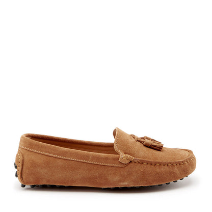 Hugs & Co Womens Tasselled Driving Loafers Tobacco Suede EU 36-42 - QHA UK