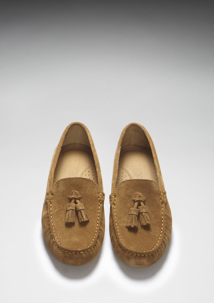 Hugs & Co Womens Tasselled Driving Loafers Tobacco Suede EU 36-42 - QHA UK