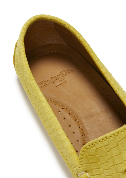 Hugs & Co Womens Tasselled Driving Loafers Yellow Embossed EU 36-42 - QHA UK