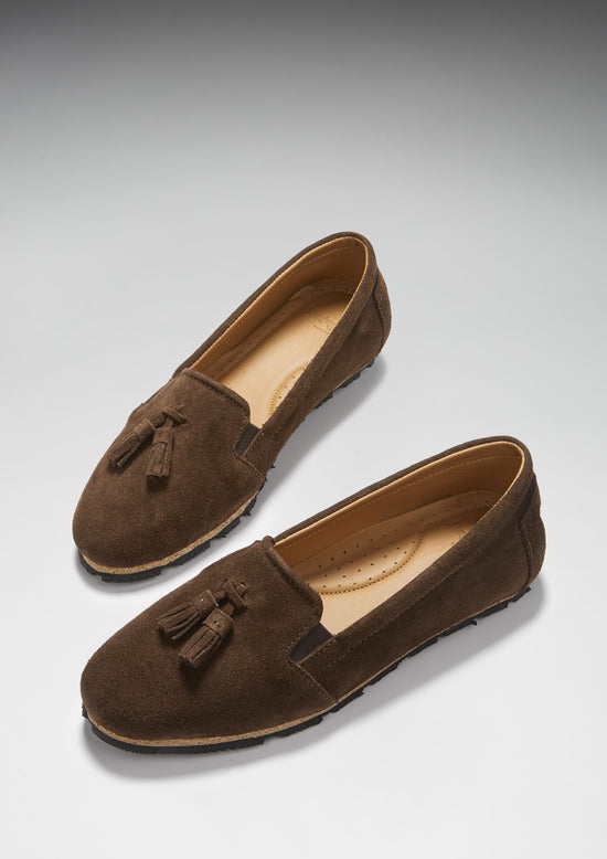 Hugs & Co Womens Tasselled Espadrilles Brown Suede EU 36-42 - QHA UK