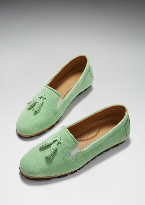 Hugs & Co Womens Tasselled Espadrilles Lagoon Green Suede EU 36-42 - QHA UK
