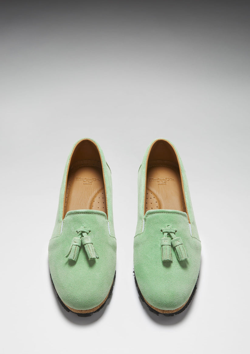 Hugs & Co Womens Tasselled Espadrilles Lagoon Green Suede EU 36-42 - QHA UK