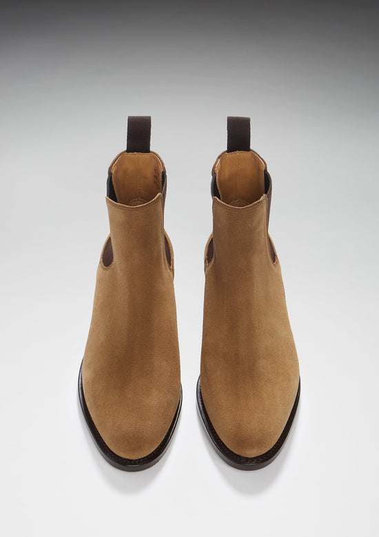 Hugs & Co Womens Tobacco Suede Chelsea Boots Welted Leather EU 36-42 - QHA UK