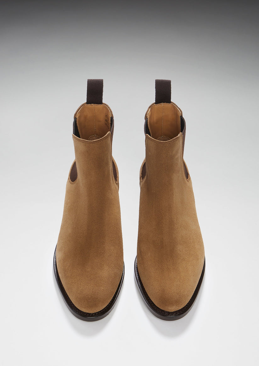 Hugs & Co Womens Tobacco Suede Chelsea Boots Welted Leather EU 36-42 - QHA UK