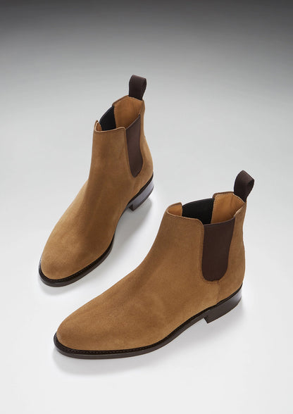 Hugs & Co Womens Tobacco Suede Chelsea Boots Welted Leather EU 36-42 - QHA UK