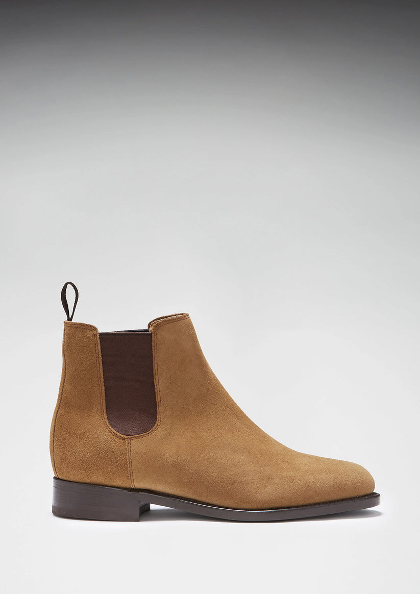 Hugs & Co Womens Tobacco Suede Chelsea Boots Welted Leather EU 36-42 - QHA UK
