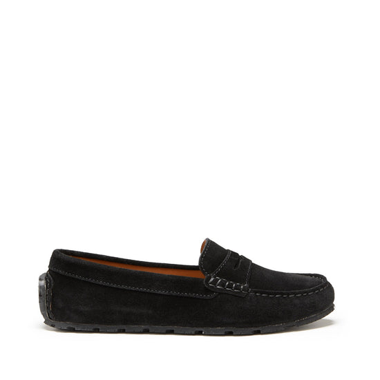 Hugs & Co Womens Tyre Sole Penny Loafers Black Suede EU 36-42 - QHA UK