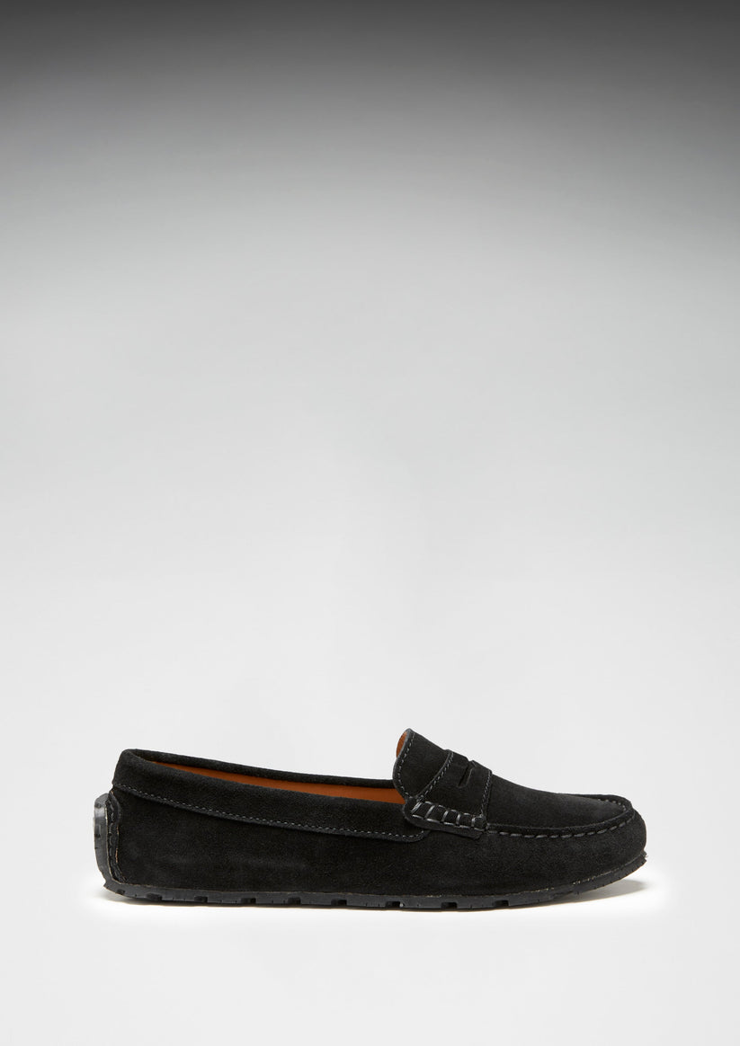 Hugs & Co Womens Tyre Sole Penny Loafers Black Suede EU 36-42 - Sole Detail - QHA UK